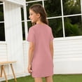 thumbnail image 6 of Abcomgle Girls Dresses Size 10-12 Casual A Line Short Sleeve Midi Dress Solid Crew Neck Sundresses Summer Lightweight Dresses,Complexion,3-4Years, 6 of 7