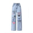 thumbnail image 2 of Graffiti Print Ripped Denim Pants (XL, LightGrey), 2 of 6