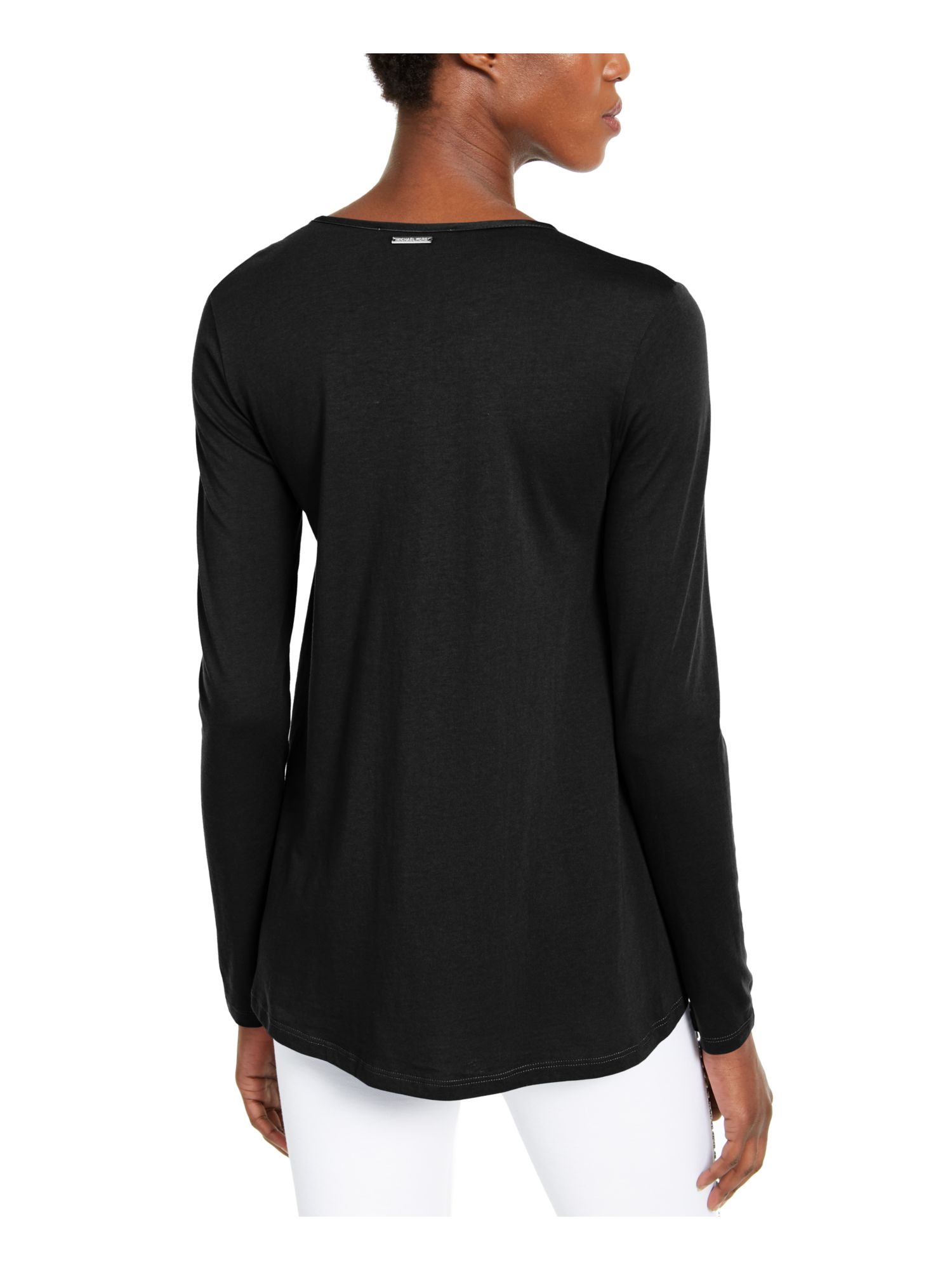 MICHAEL MICHAEL KORS Womens Black Long Sleeve Jewel Neck Top XS - image 2 of 2