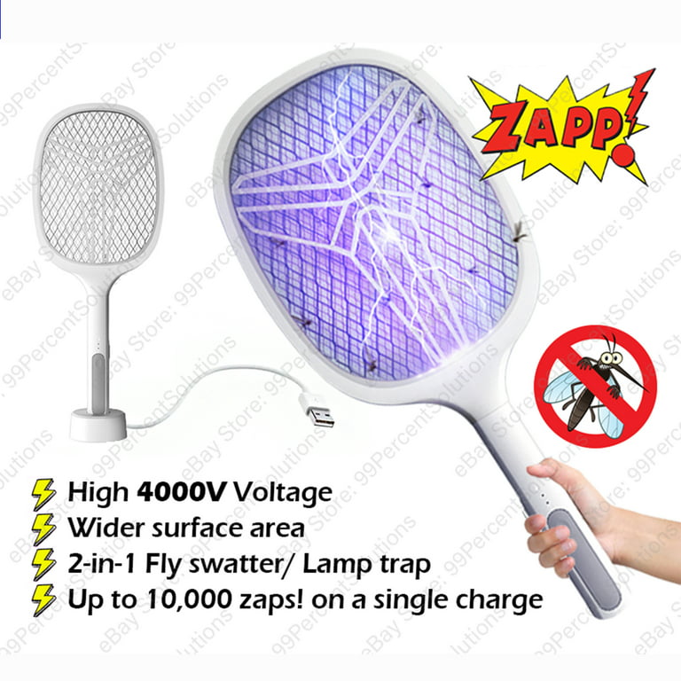  ZAP iT! Electric Fly Swatter Racket & Mosquito Zapper - High  Duty 4,000 Volt Electric Bug Zapper Indoor Racket - Fly Killer USB  Rechargeable Fly Zapper Indoor Safe - 2
