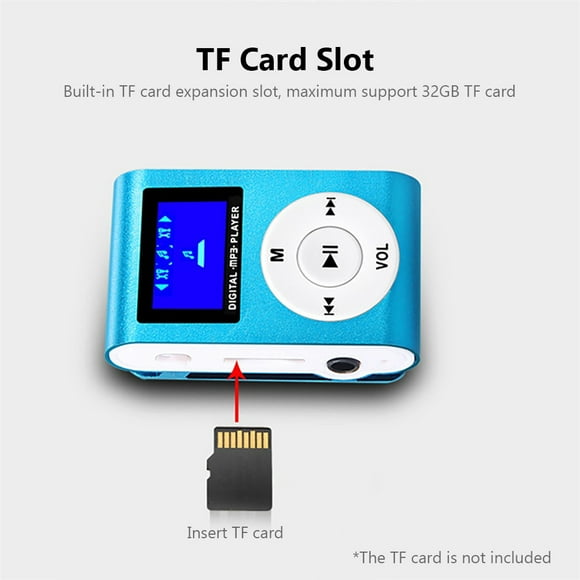 MP3 Player,Metal Clip-on Mp3 With Lcd Screen Mp3 Player Support Tf Wide Player With Lcd Player Metal Lcd Screen Support Screen Support Tf Portable Mp3 Mp3 Player Dsfen Mewmewcat