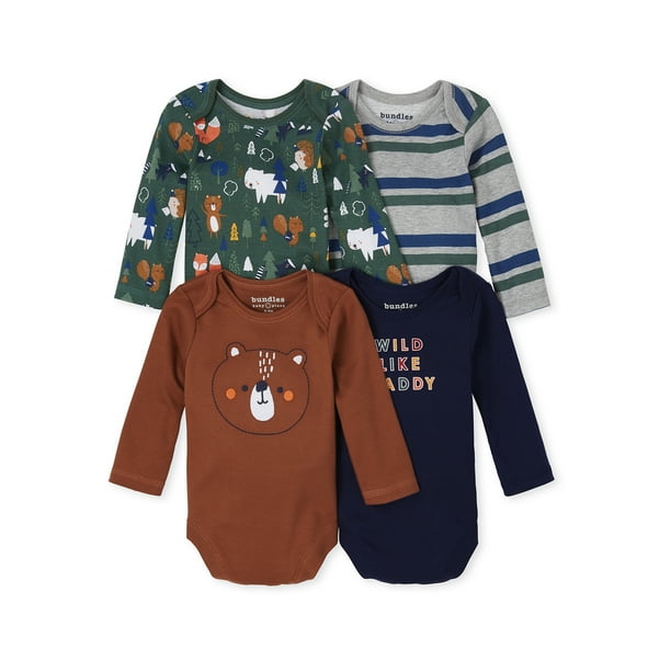 The Children's Place Baby Boy Long Sleeve Bodysuits, 4Pack