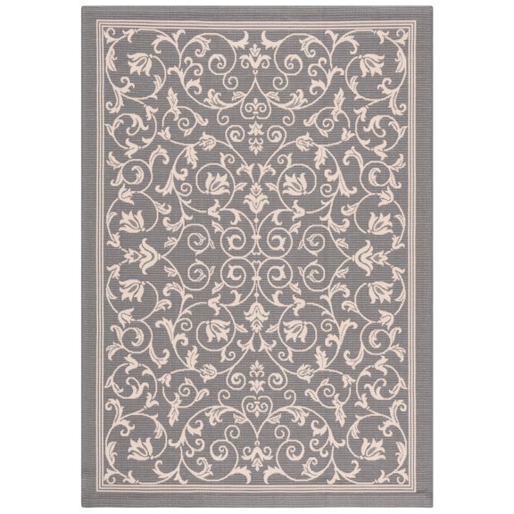 Safavieh Courtyard Nanda Botanical Indoor/Outdoor Area Rug, Gray/Natural, 5'3" x 7'7"