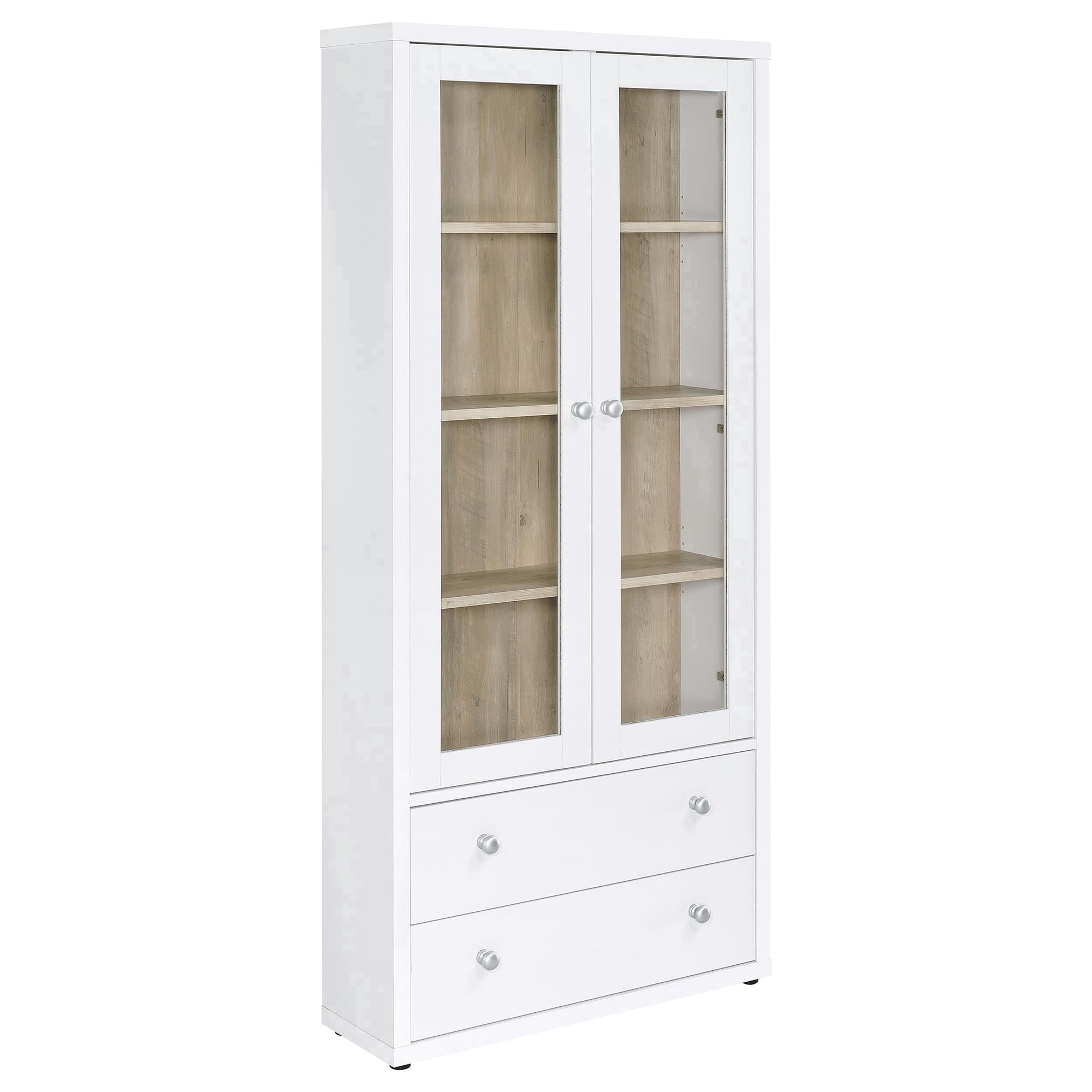 Coaster Fine Furniture Coaster Hawthorne 4-Shelf Glass Door Tall Cabinet with Drawers White