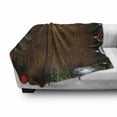 thumbnail image 3 of Christmas Soft Flannel Fleece Blanket, Dark Rustic Backdrop with Colorful Vivid Baubles Celebration in Countryside Image, Cozy Plush for Indoor and Outdoor Use, 50" x 60", Multicolor, by Ambesonne, 3 of 6