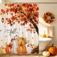 thumbnail image 5 of Happy Fall Shower Curtains for Bathroom, Maple Tree Orange Pumpkins Thanksgiving Rustic Waterproof Fabric Shower Curtain, Decorative Bathroom Curtain for Bathtub, 72"x72", No Hooks Included, 5 of 9