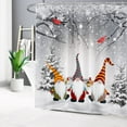 thumbnail image 3 of Christmas Gnome Shower Curtain for Bathroom Decor, Winter Funny Gnome Cardinal in Snow Forest Shower Curtain with Hooks Snowflake Shower Curtain Set Bathroom Decor Accessories, 72L X 72W inches, 3 of 6