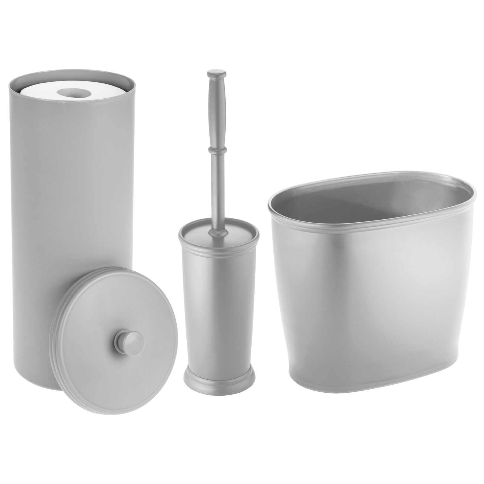 mDesign Plastic Modern Bathroom Storage and Cleaning Accessory Set