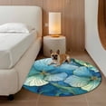 thumbnail image 2 of Teal Blue Leaves Round Area Rug 4Ft Washable Circle Rugs for Bedroom Dining Room, Modern Abstract Art Botanical Non-Slip Carpet Floor Mats Indoor Outdoor Carpet Runner Aesthetic Home Decor, 2 of 8