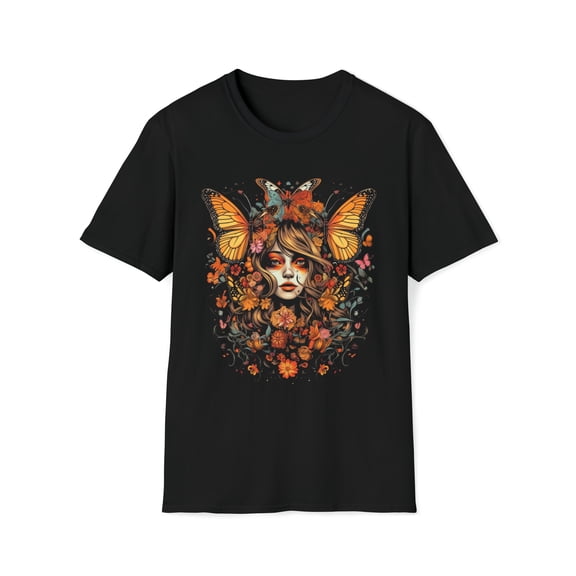Woman Butterfly Unisex Soft TShirt Boho Hippie Chic Festival Inspired