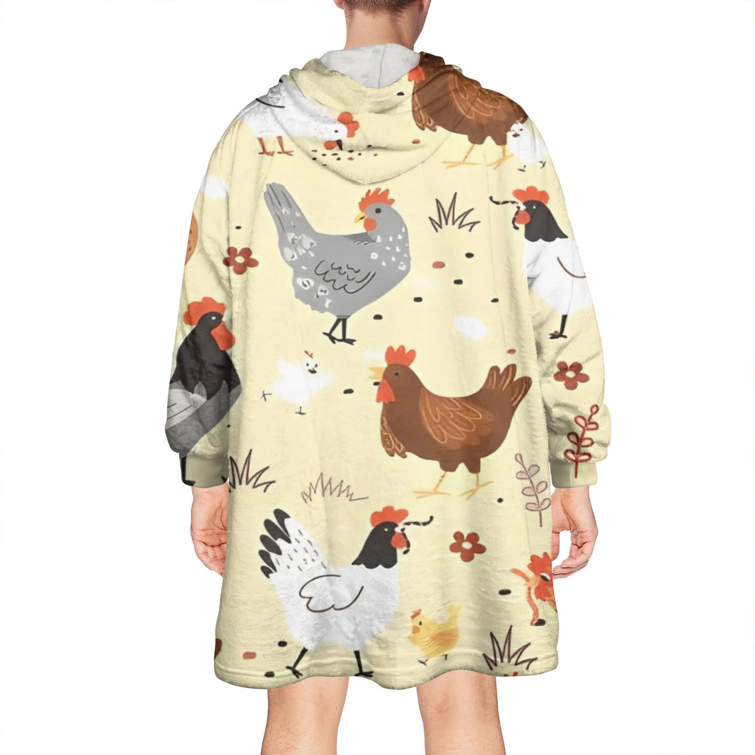 Wearable Oversized Blanket,Colorful Chicken Pattern Wearable Blanket Hoodie for Adults,Cozy Hooded Blankets with Super Pockets,Super Warm Fuzzy Pullover for Women & Men