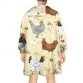 thumbnail image 2 of Wearable Oversized Blanket,Colorful Chicken Pattern Wearable Blanket Hoodie for Adults,Cozy Hooded Blankets with Super Pockets,Super Warm Fuzzy Pullover for Women & Men, 2 of 6