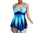 thumbnail image 2 of Viluyesy Womens Plus Size Swimsuits with Shorts, Loose Fit V Neck Prints Adjustable Strap Bathing Suits 2-Piece Dark Blue 4XL, 2 of 8
