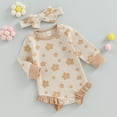 thumbnail image 5 of Douhoow Baby Girl Fall Jumpsuits Long Sleeve Floral Print Ruffles Romper, 5 of 7