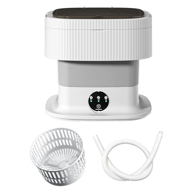 Comapct Mini Lavadora Ahorro de Agua Conveniente 3 Engranajes Práctica Lavadora Pequeña Plegable para Hotel Dormitorio Personal Camping Apartamento 40W Gris