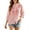 Pink, variant on Y-Sunset Women Floral Embroidered Cotton Linen Blouse, Mandarin Collar 3/4 Puff Sleeve Button Down Shirt, Summer Boho Casual Going Out Top(Beige/L)