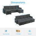 thumbnail image 5 of Puremind 103" Pull Out Sofa Bed with Double Storage Chaise, Corduroy U Shaped Convertible Sectional Sleeper Sofa for Living Room, Dark Gray, 5 of 8
