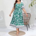 thumbnail image 2 of Vestido de Verano de Manga Corta para Mujeres Moda Sexy Tamaño Grande Impresión Plegado Cuello en V, Playa Casual Y Vestido de Fiesta, 2 of 8