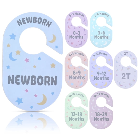 8PCS Baby Wardrobe Dividers, Baby Clothes Dividers,  Baby Wardrobe Dividers, Double-Sided Organizer from Newborn to 24 Months