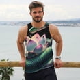 thumbnail image 6 of Gukieu Snake Holding A Lotus Print Men's Quick Dry Fitness Vest, Round Neck Sleeveless Fitness Bodybuilding Top-Small, 6 of 7