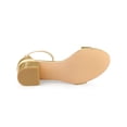 thumbnail image 5 of BLISSFUL STEP Women's Shoes Open Toe Block Heel Ankle Strap Sandals Gold 8, 5 of 7