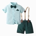 thumbnail image 2 of Boys Summer Outfits Baby Boy Formal Short Set Toddler Summer Gentleman Outfit Kid Short Sleeve Bowtie Shirt Suspender Shorts Suit, 2 of 5