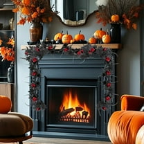 RBCKVXZ Black Garland Halloween, 5.9Ft Vines Maple Leaf with Red Rose Flower for Fireplace Stairs Party Hanging Decor
