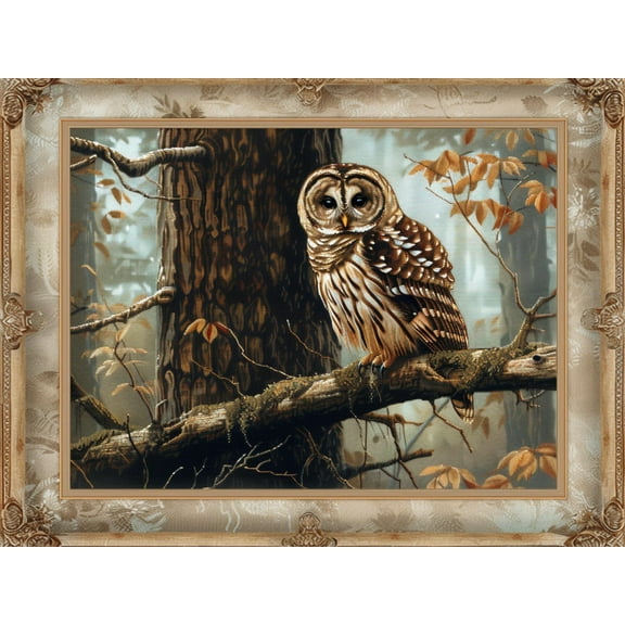 Owl Perched on Gnarled Tree Branch DIY 11CT Stamped Cross Stitch Kits for Beginners Easy Needlepoint Embroidery Counted Cross Stitch Art Craft for Wall Decoration 12x16inch(4)