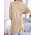 thumbnail image 4 of Cárdigan de punto para mujer, abrigo de punto, color puro, informal, solapa holgada, cárdigan largo, suéter de punto, chaqueta, albaricoque L, 4 of 6