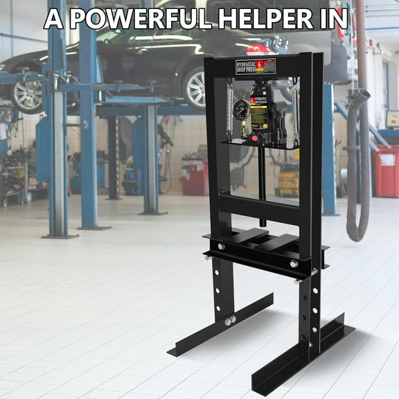 Historyli 6 Ton Hydraulic Shop Press with Pressure Gauge,H-Frame Floor Bearing Press for Garage & Metalworking,Adjustable Height with Stamping Plates,Ideal for Bending,Black strap watch