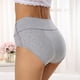 thumbnail image 4 of Ropa interior menstrual Prolriy para mujer, color liso, cintura alta, talla grande, algodón, antifugas, conservadora, cintura baja, pantalones fisiológicos, ropa interior para mujer, gris, L, 4 of 4