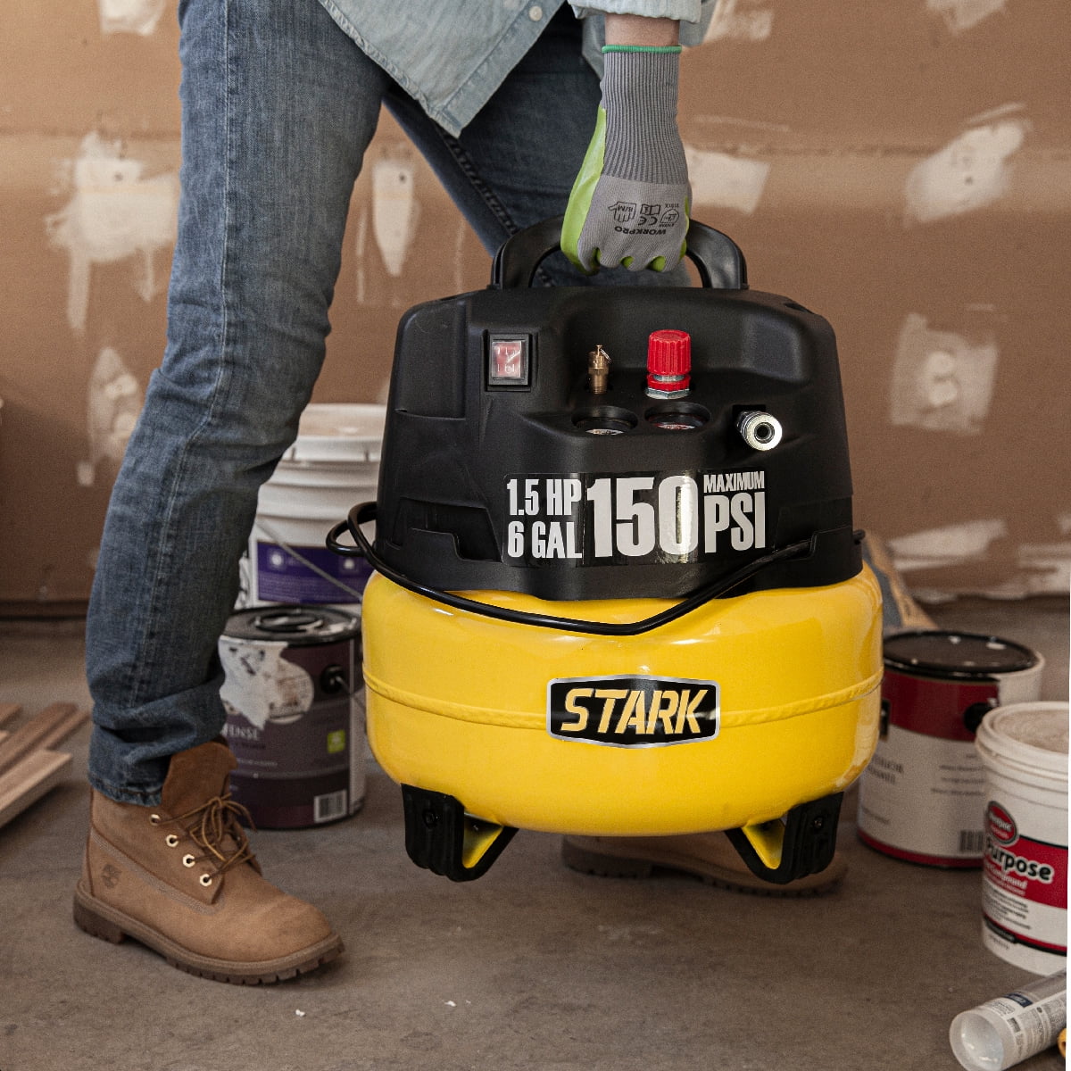 Stark USA 18 Gauge Brad Nailer & 6 Gallon Oil-Free Pancake Air Compressor Combo Kit