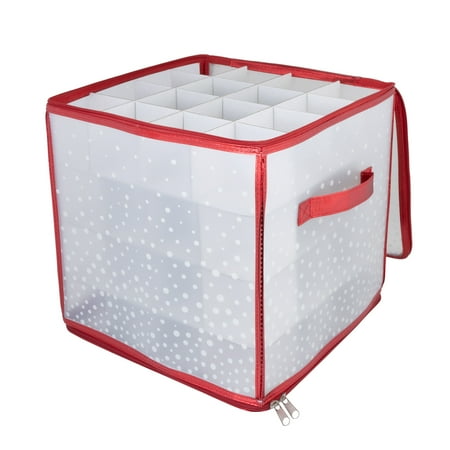 Simplify 27-Count Ornament Organizer Bin in Red, Plastic