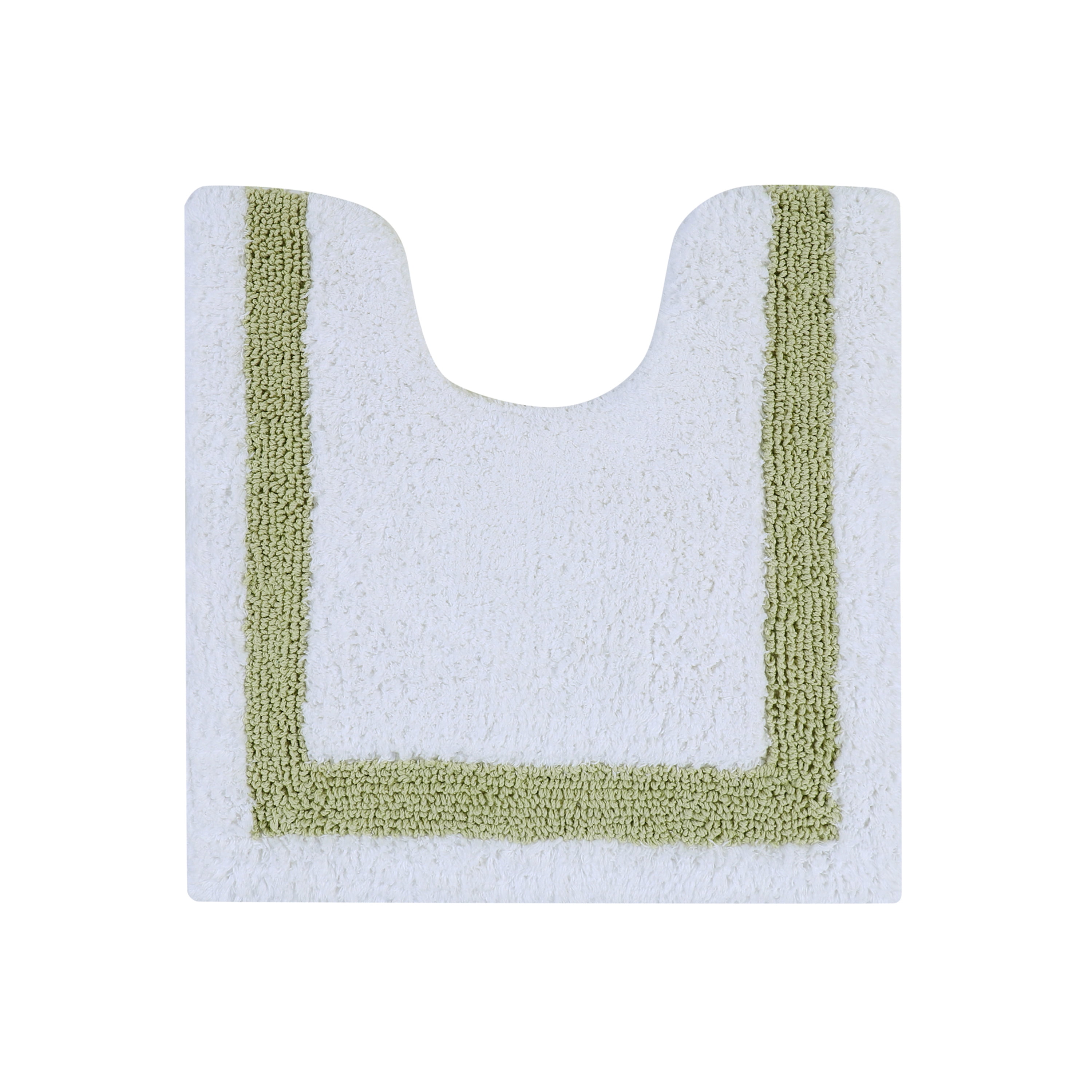 Better Trends U-Shape Toilet Rug 100% Cotton, Extra Soft Mat for Bathroom Floor Decor, Water Absorbent, Reversible Machine Washable, (20" x 20") Contour Rug Hotel Collection - White/Sage