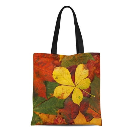 SIDONKU Canvas Tote Bag Autumn Rustic Fall Leaves Covering Colors Seasons Abstract Reusable Handbag Shoulder Grocery Shopping