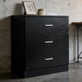 thumbnail image 4 of Ktaxon Black 3 Drawer Dresser Nightstand Modern Wood Chest of Drawers Bedroom Black Finish, 4 of 6