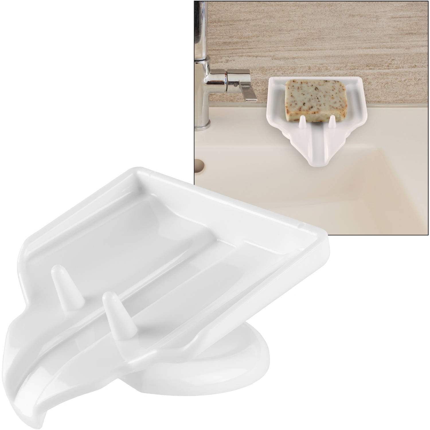 Flexible Waterfall Soap Holder Tray Drain Bathroom Shower Dish Storage L 