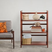 3-Shelf Folding Stackable Bookcase 27.5 Wide-Walnut