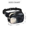 thumbnail image 4 of Saiise Sac Banane Double Compartiment Motif Aigle Chauve Rouge Noir Style Encre Sac de Taille Carré Réglable Mains Libres Ceinture de Course Randonnée Sécurité Voyage Bandoulière en Sergé, 4 of 9