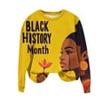 thumbnail image 2 of Byworldtasic Womens Sweatshirt Women's Black History Month Print Tops Loose-Fitting Round Neck Long-Sleeved Hoodless Blouses, 2 of 4