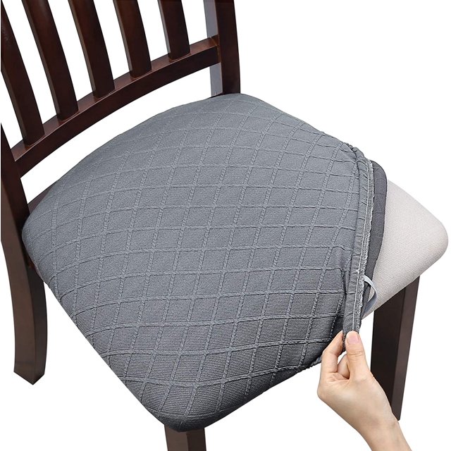 Juego de 4 fundas para sillas con relieve de jacquard, fundas elásticas para asientos para comedor, oficina, hotel, boda