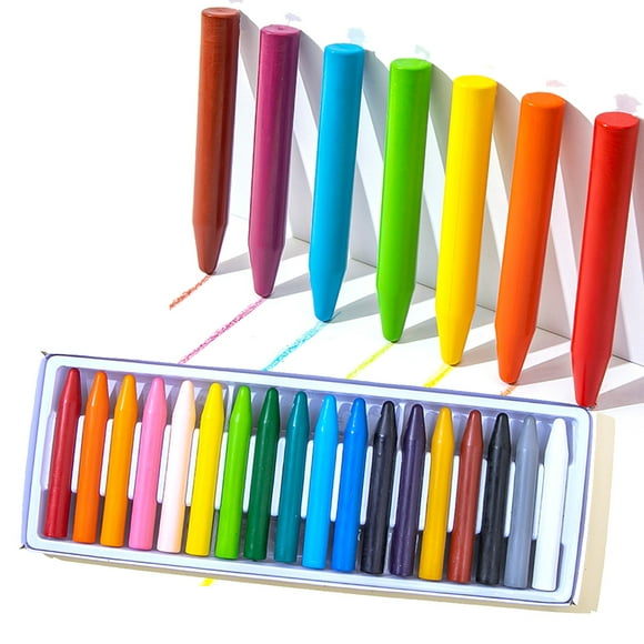 Craies de Cire Jumbo Lavables, Non Toxiques, Couleurs Vives et Éclatantes, Faciles à Tenir, Développement de la Motricité Fine, Contenant Portable et Robuste pour Tout-Petits et Enfants (18 Pcs)