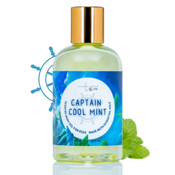 Captain Cool Mint Kids Natural Body Oil - Hydrating, Hypoallergenic, & Gentle for Sensitive Skin - 4 oz by LatherGreen
