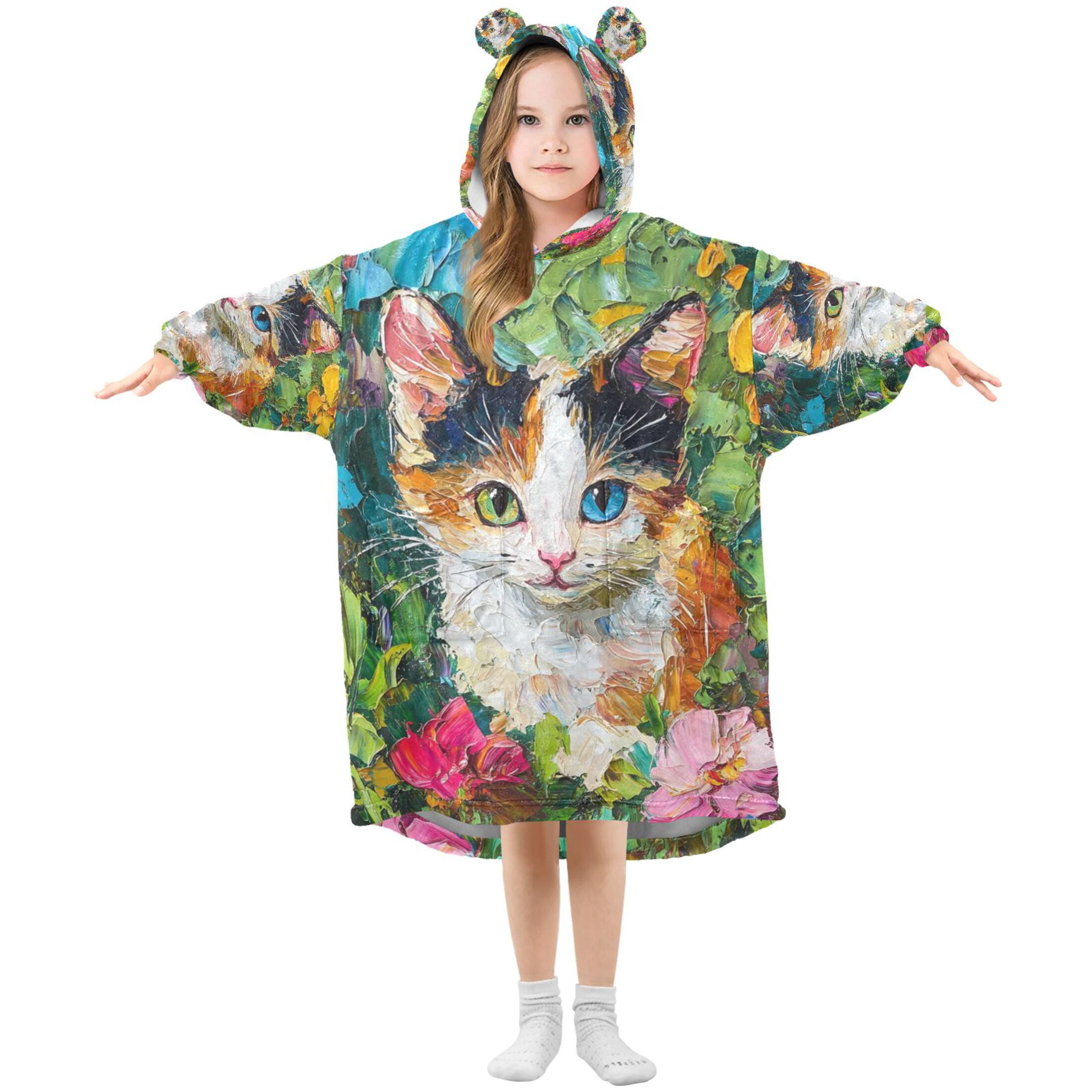 YAZAOO Kids Wearable Blanket Hoodie Warm and Cozy Eyes Of Enchantment Flannel Sweatshirt