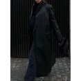 thumbnail image 5 of Chaqueta larga negra con solapa y bolsillo de manga larga para mujer, traje de cuero con hombrera Vintage, abrigo, ropa de calle para ir al trabajo nueva de otoño, 5 of 5