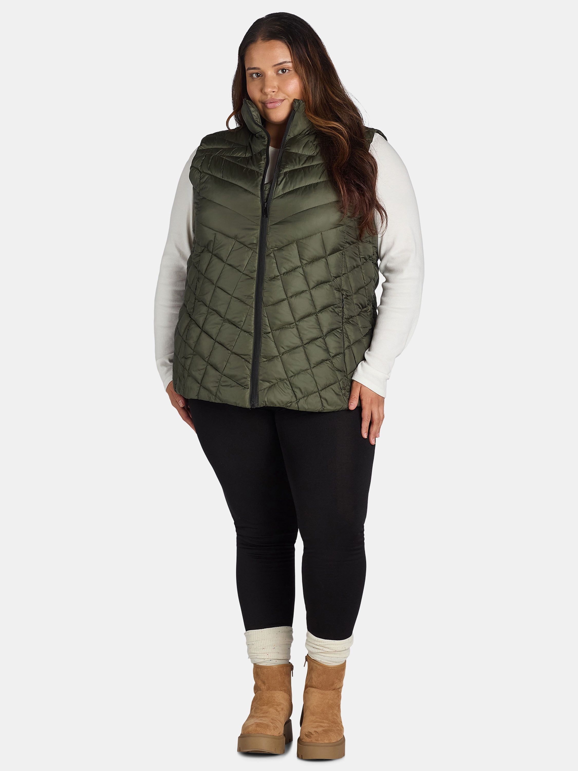 Big Chill Women's Chevron Quilted Puffer Vest, Midweight, Sizes S-3X
