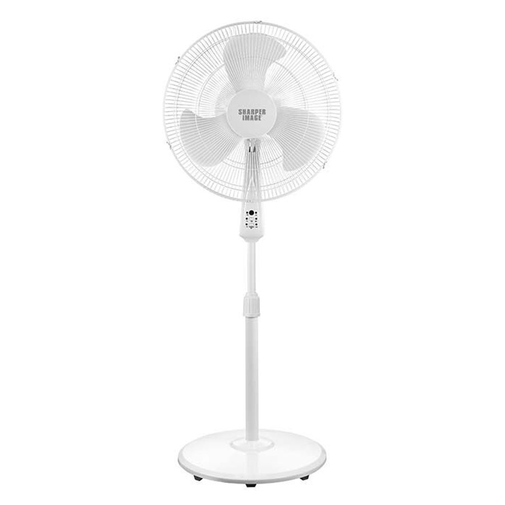 Sharper Image 18" Oscillating White Stand Fan with Remote