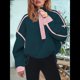 thumbnail image 4 of Sudadera de Mujer con Media Cremallera, Suave y Extragrande, con Bolsillos, Cálida y Afelpada. Verde Oscuro M, 4 of 9
