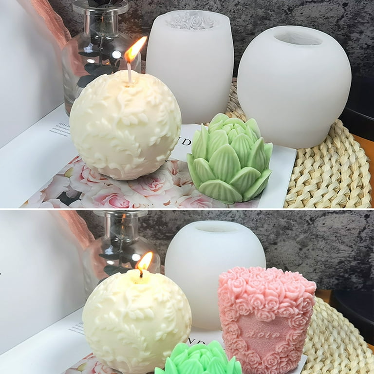 Diy Silicone Candle Mold Rose Ball Aromatherapy Candle Soap Mould