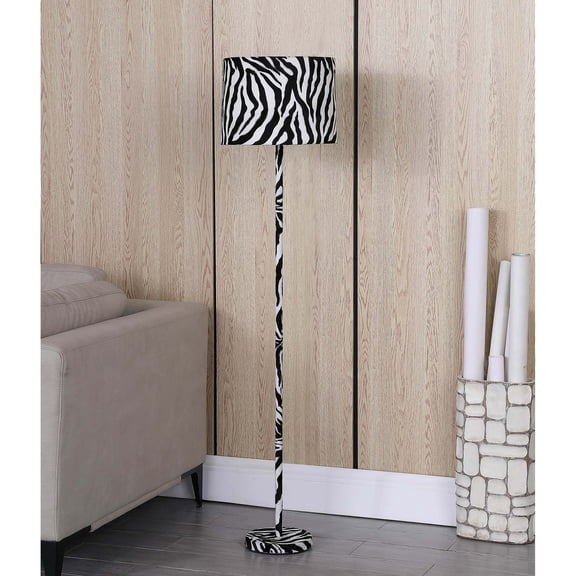 59 In. Faux Suede Zebra Print Floor Lamp